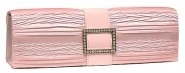 Evening Bag - Satin Pleated w/ Rhinestone Accent Charm - Pink – BG-82848PNK